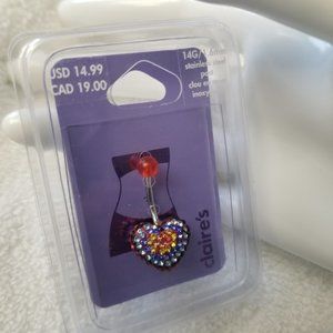 Claire's Jewelled Heart Belly Body Jewellery